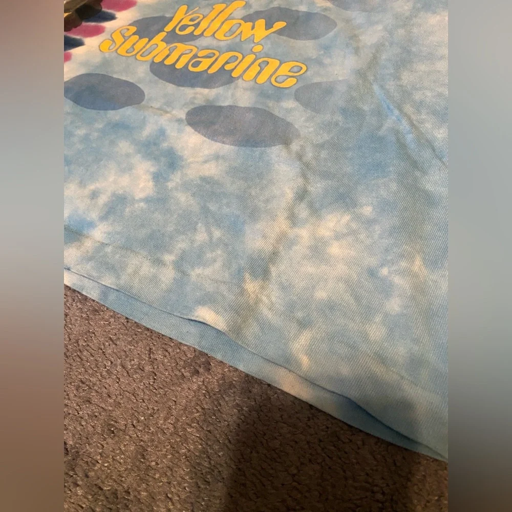 Vintage Tye Dye Liquid Blue Beatles Yellow Submarine T Shirt - Picture 3 of 7